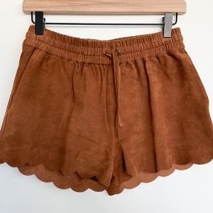 EUC Sezane Cinnamon Brown Suede Shorts Size 38 Small